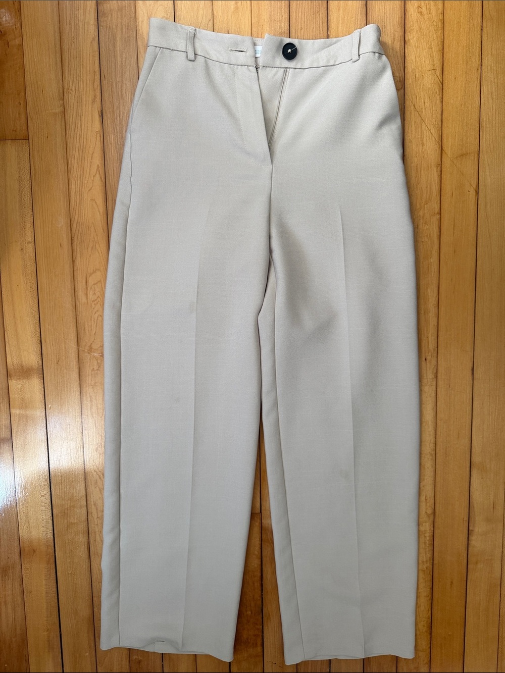Size 2 Classic Cream Wide-Leg Dress Pants